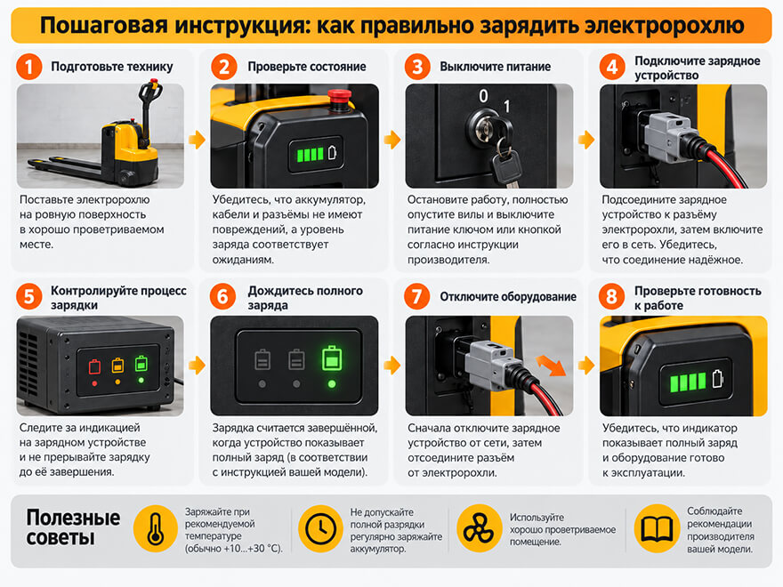 Инструкция по зарядке электротележки