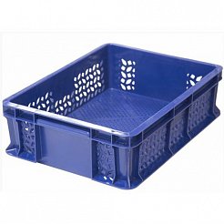 Пластиковый ящик универсальный перфорированный, 400х300х120 (Синий)