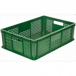 Пластиковый ящик универсальный перфорированный, дно сплошное 600х400х180 (Зеленый)