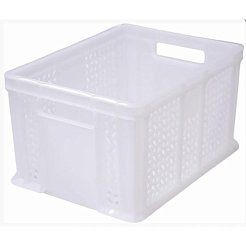 Пластиковый ящик универсальный перфорированный, дно сплошное 400х300х230 (Белый морозостойкий)